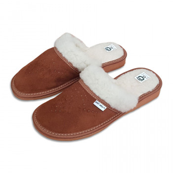 Women's Leather Slippers with Wool