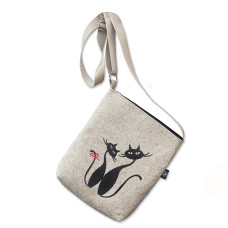 Felt handbag - French cats