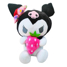 Hello Kitty plyšová KUROMI černá s jahodou 25 cm