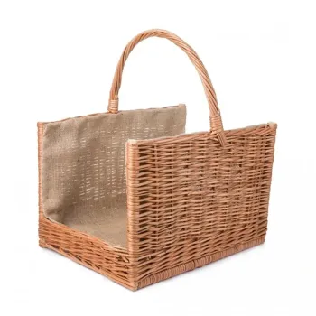 Proutěný Koš krbový hranatý s jutou