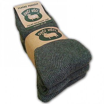 Ponožky z ovčí vlny - zelené - sada 3 ks