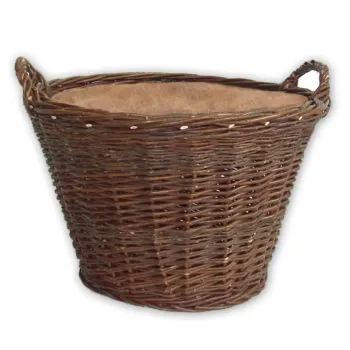 Proutěný koš na dřevo kulatý s jutou Ø 60 cm