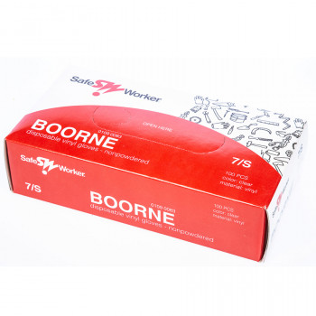 Boorne Profesional Disposable vinyl gloves hand powdered, white 100 pcs