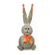 Slámový zajíc s oranžovou mašlí 45 cm