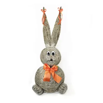 Slámový zajíc s oranžovou mašlí 45 cm Slámový zajíc s oranžovou mašlí 45 cm