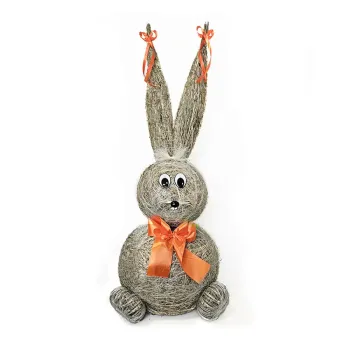 Slámový zajíc s oranžovou mašlí 66 cm Slámový zajíc s oranžovou mašlí 66 cm