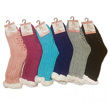 Spací ponožky jednobarevné s pleteným vzorem