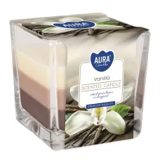 Tříbarevná vonná svíčka ve skle - Vanilla 170 g