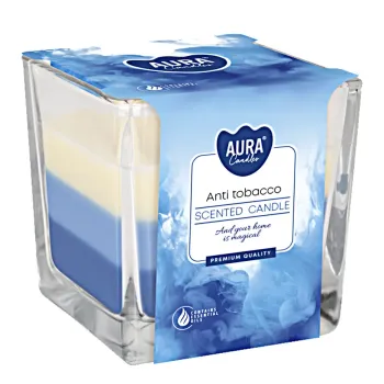 Tříbarevná vonná svíčka ve skle -  Anti Tobacco 170 g