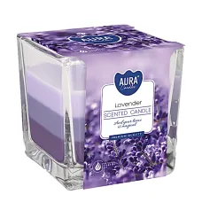 Tříbarevná vonná svíčka ve skle - Lavender 170 g