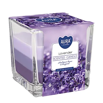 Tříbarevná vonná svíčka ve skle - Lavender 170 g