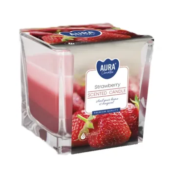 Tříbarevná vonná svíčka ve skle - Strawberry 170 g