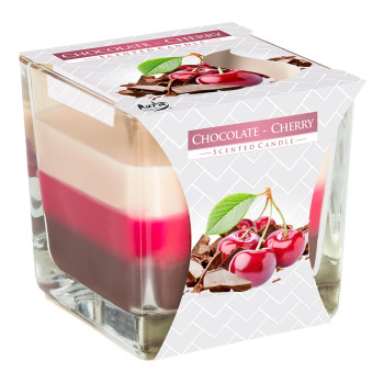 Tříbarevná vonná svíčka ve skle - Chocolate Cherry