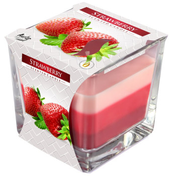 Tříbarevná vonná svíčka ve skle - Strawberry