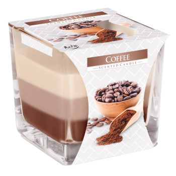 Tri-colored scented candle in glass - Coffe