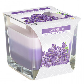 Tri-colored scented candle in glass - Lavender