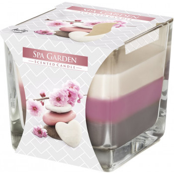Tricolor scented candle in glass - SPA Garden