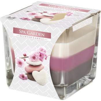 Tricolor scented candle in glass - SPA Garden