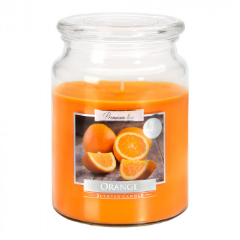 Vonná svíčka ve skle s víkem pomeranč