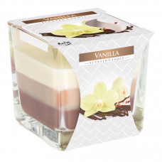 Tříbarevná vonná svíčka ve skle - Vanilla