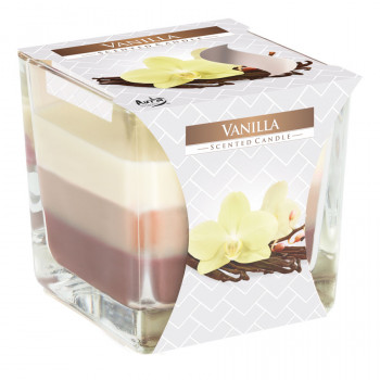 Tri-colored scented candle in glass - Vanilla