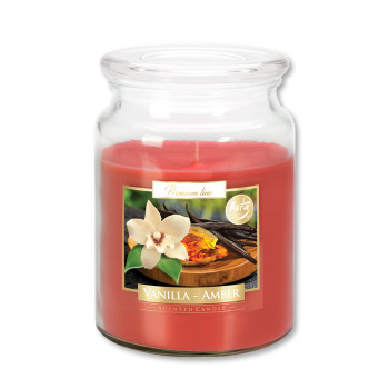 Vonná svíčka ve skle s víkem VANILLA  - AMBER 500 g